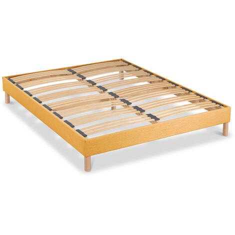 BELLECOUR LITERIE Sommier à lattes en bois LUMIERE 180x200 cm Coloris Jaune Livré en kit (1/4)