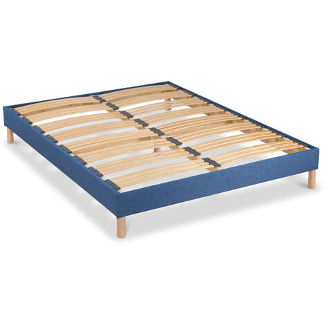 BELLECOUR LITERIE  Sommier à lattes en bois LUMIERE 180x200 cm  Coloris Bleu marine  Livré en kit (1/4)