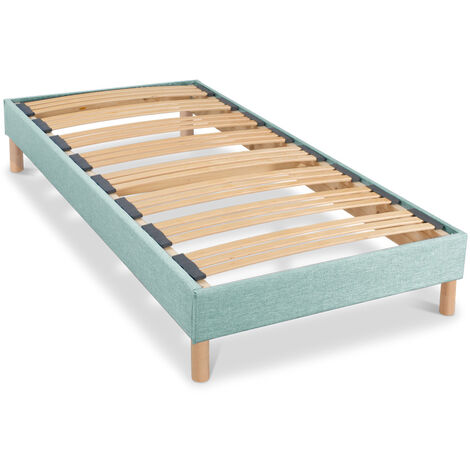 BELLECOUR LITERIE  Sommier à lattes en bois LUMIERE 90x190 cm  Coloris Vert pastel  Livré en kit (1/3)