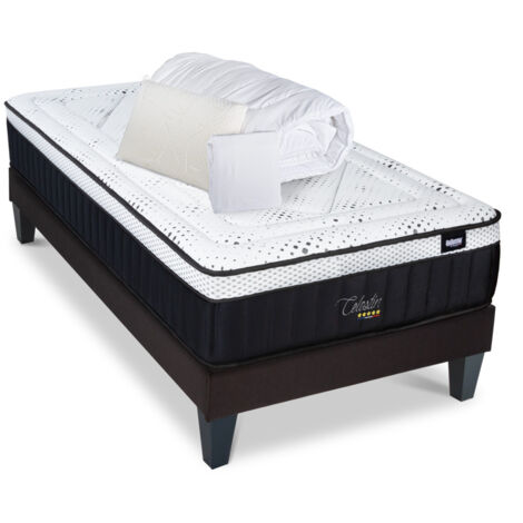 BELLECOUR LITERIE  Pack Prêt à dormir CELESTIN 2.0 90x190 cm  Matelas Mémoire de forme + Sommier + Accessoires (1/5)