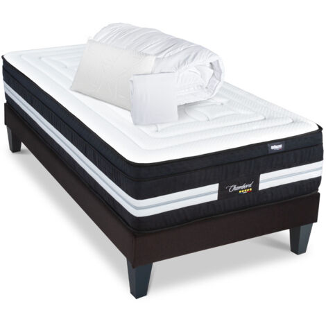 BELLECOUR LITERIE  Pack Prêt à dormir CHAMBORD 90x190 cm  Matelas Micro-ressorts + Sommier + Accessoires (1/5)