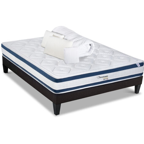 BELLECOUR LITERIE Pack Prêt à dormir CHENONCEAU 180x200 cm Matelas Mémoire de forme + Sommier + Accessoires (1/5)
