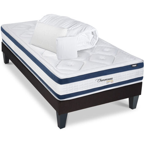 BELLECOUR LITERIE  Pack Prêt à dormir CHENONCEAU 90x190 cm  Matelas Mémoire de forme + Sommier + Accessoires (1/5)