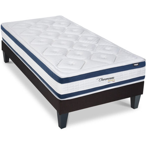 BELLECOUR LITERIE  Ensemble CHENONCEAU 90x190 cm  Matelas Mémoire de forme + Sommier Bois (1/5)