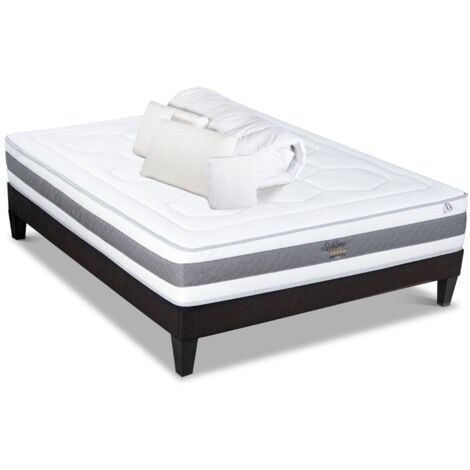 HYPSOM  Pack Prêt à dormir SUBLIME 160x200 cm  Matelas Mémoire de forme + Sommier + Accessoires (1/5)
