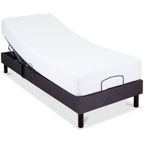 BELLECOUR LITERIE  Ensemble ATHENA 70x200 cm  Sommier électrique + Matelas Mémoire de forme (1/5)