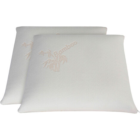 OLYMPE LITERIE Lot de 2 oreillers 60x60 cm BAMBOO Mousse avec mémoire de forme (1/5)