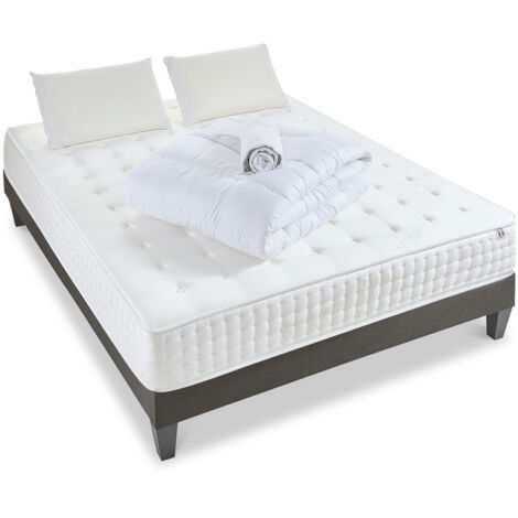 OLYMPE LITERIE Pack Prêt à dormir APOLLON 140x200 cm Matelas Mémoire de forme + Sommier + Accessoires (1/5)