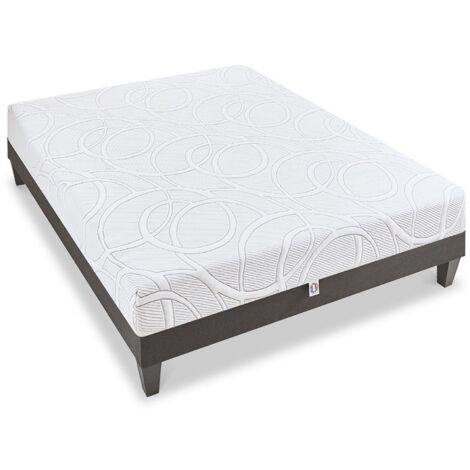 OLYMPE LITERIE  Ensemble EUPRAXIE 160x200 cm  Matelas Mémoire de forme + Sommier Bois (1/5)
