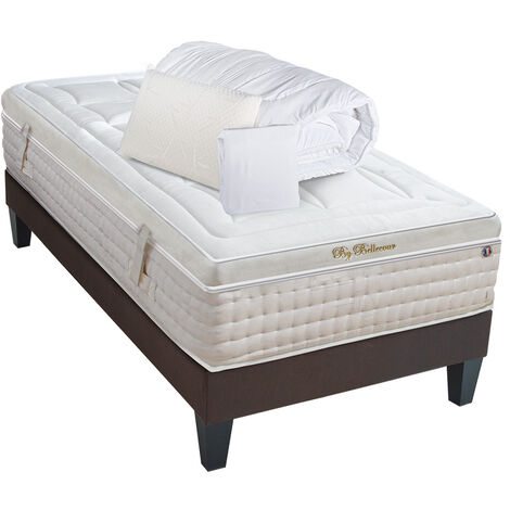 BELLECOUR LITERIE  Pack Prêt à dormir EMPEREUR 90x190 cm  Matelas Mémoire de forme + Sommier + Accessoires (1/5)