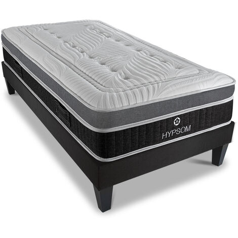 HYPSOM Ensemble ELEGANCE 90x200 cm Matelas Mémoire de forme + Sommier Bois (1/5)