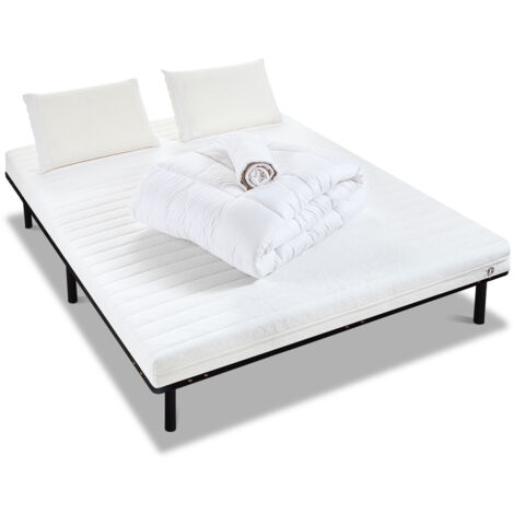 OLYMPE LITERIE  Pack Prêt à dormir EGIO 140x190 cm  Matelas Latex Like + Sommier Métal + Accessoires (1/5)