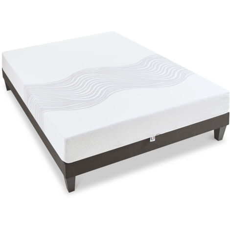 OLYMPE LITERIE Ensemble SENSITIVE 180x200 cm Matelas Mémoire de forme + Sommier Bois (1/5)