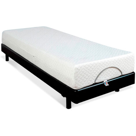 BELLECOUR LITERIE  Ensemble SUPERFLEX 90x200 cm  Sommier électrique + Matelas Mémoire de forme (1/5)