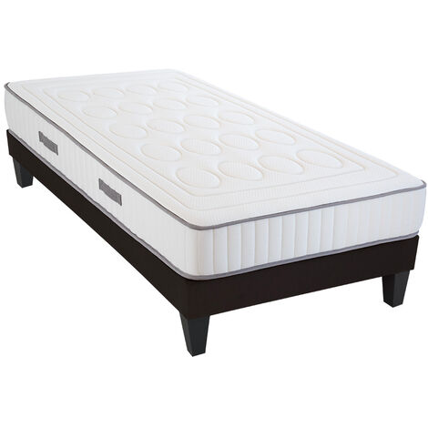 OLYMPE LITERIE Ensemble CRISTAL 90x190 cm Matelas Mémoire de forme + Sommier Bois (1/5)