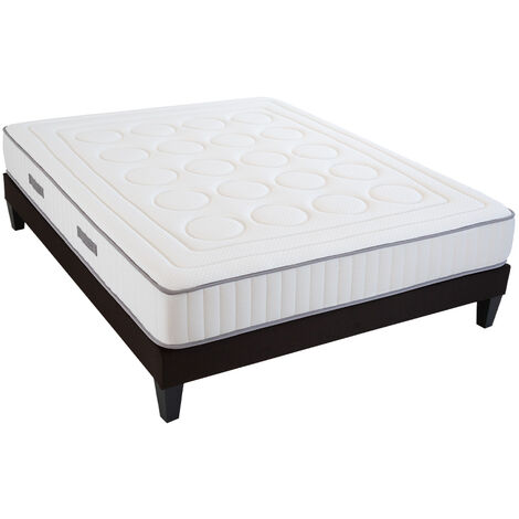 OLYMPE LITERIE Ensemble CRISTAL 140x200 cm Matelas Mémoire de forme + Sommier Bois (1/5)