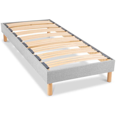 BELLECOUR LITERIE  Sommier à lattes en bois CAPITOLE 90x190 cm  Coloris Gris clair  Livré en kit