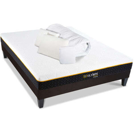 OLYMPE LITERIE Pack Prêt à dormir OLYMPE 90x190 cm Matelas Mémoire de forme + Sommier + Accessoires (1/5)