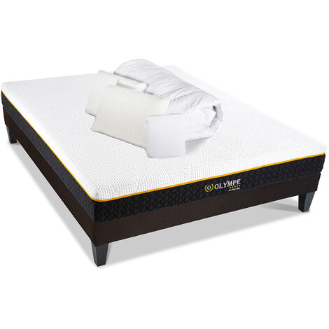 OLYMPE LITERIE Pack Prêt à dormir OLYMPE 180x200 cm Matelas Mémoire de forme + Sommier + Accessoires (1/5)