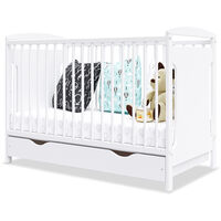 Lit bébé évolutif Margot 60x120 cm – Hauteur ajustable 3 niveaux – Tiroir de rangement intégré – Bois de haute qualité