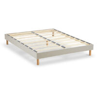 NUIT DE COTON Sommier à lattes en bois LINO 140x200 cm Coloris Beige Livré en kit