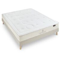 NUIT DE COTON Ensemble PRELUDE 2.0 160x200 cm Matelas Latex 100% Naturel + Sommier Bois