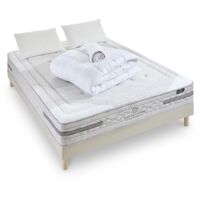 NUIT DE COTON Pack Prêt à dormir SERENADE 140x190 cm Matelas Ressorts ensachés + Sommier + Accessoires