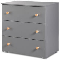 MINEA Commode AUGUSTE L. 80 cm Grise 3 tiroirs