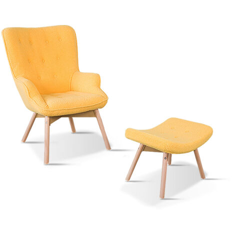 Fauteuil scandinave jaune bouclette - Stockholm (1/5)