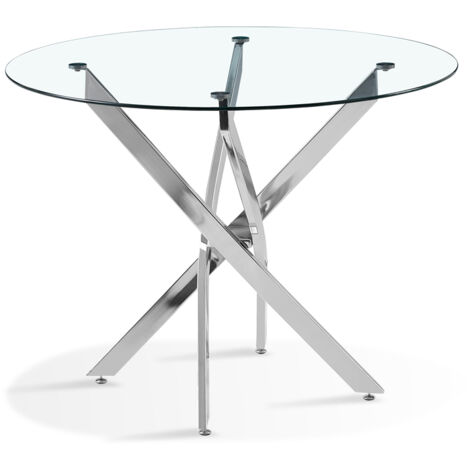 Table à manger ronde 100cm design en verre - Orion