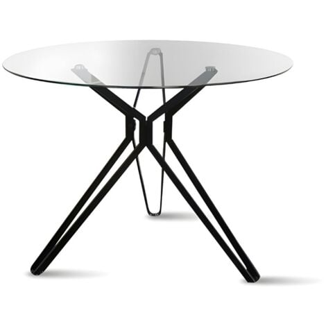 Table à manger ronde 120cm design en verre - Matera