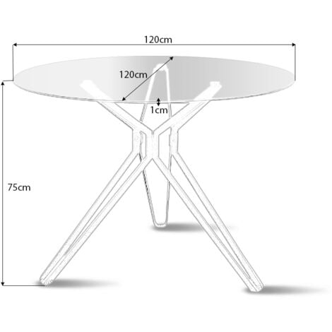 Table à manger ronde 120cm design en verre - Matera