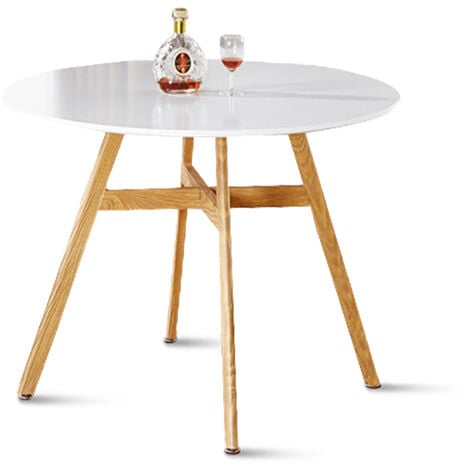 Table à manger ronde scandinave en bois 100cm - Umbria - Designetsamaison - Blanc