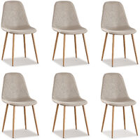Lot de 6 chaises scandinaves tissu beige - Ela - Designetsamaison