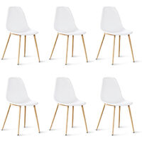 Lot de 6 chaises scandinaves blanches - Ela - Designetsamaison - Blanc