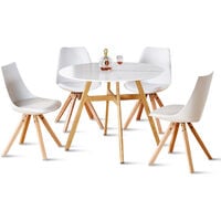 Table à manger ronde scandinave en bois 100cm - Umbria - Designetsamaison - Blanc