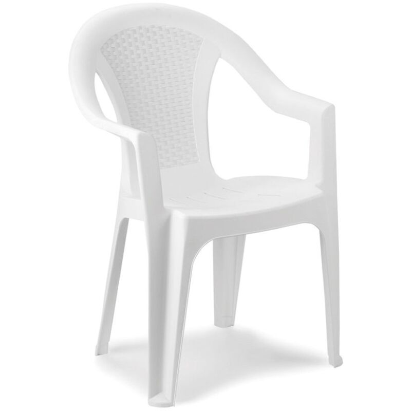IPAE PROGARDEN - ISCHIA SEDIA MONOBLOCCO CON SCHIENALE BASSO EFFETTO RATTAN BIANCO ESC128BI