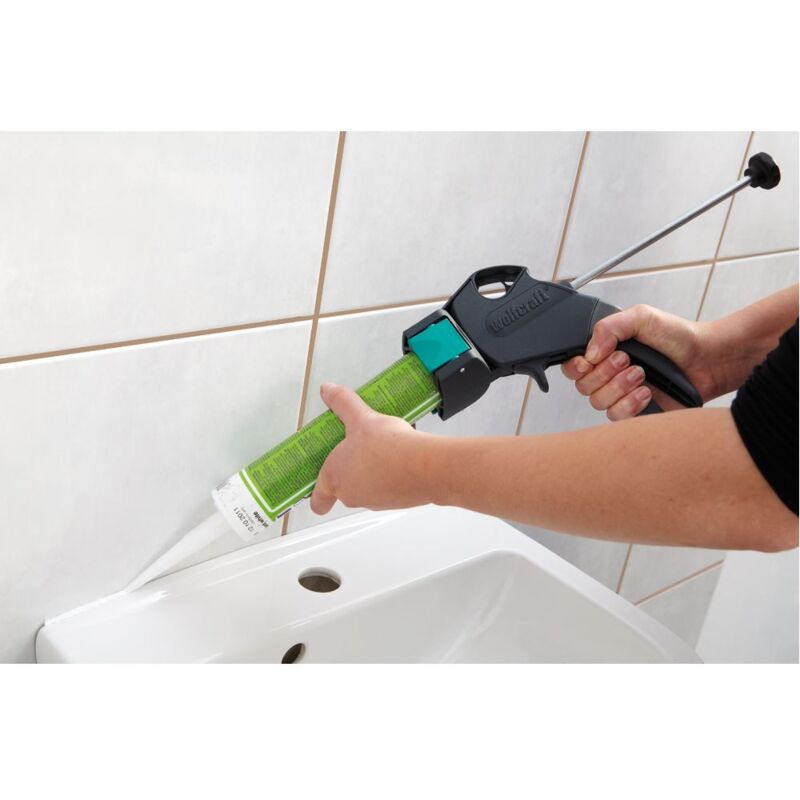 Pistola Per Silicone Wolfcraft MG 300 - Compatta Per Cartucce 310ml, Con Funzione Antigoccia