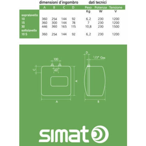 ARISTON - SIMAT SCALDABAGNO ELETTRICO VERTICALE LT. 30 - GARANZIA 2 ANNI