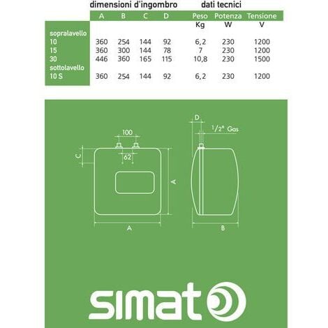 ARISTON - SIMAT SCALDABAGNO ELETTRICO VERTICALE LT. 30 - GARANZIA 2 ANNI