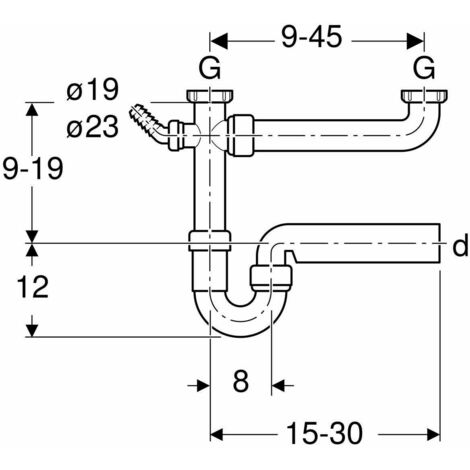 Geberit sifone curvo per lavabo e bidet scarico orizzontale