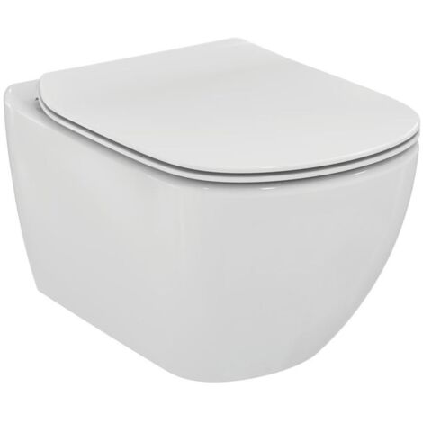 IDEAL STANDARD - TESI VASO WC SOSPESO AQUABLADE CON FISSAGGI NASCOSTI E SEDILE SLIM T465301