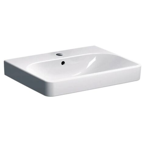 GEBERIT - SMYLE SQUARE LAVABO 60 CM. MONOFORO IN VETROCHINA BIANCO 500.229.01.1