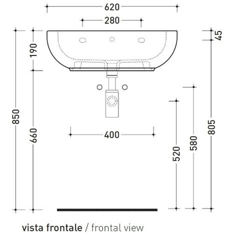 FLAMINIA - PASS LAVABO SOSPESO O DA APPOGGIO 62X48 CM. IN CERAMICA BIANCO PS62L