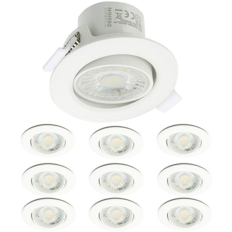 10 Focos Empotrables LED ASTURIA Orientable 7W Eq. 75W Température de  Couleur: Blanc neutre 4000K