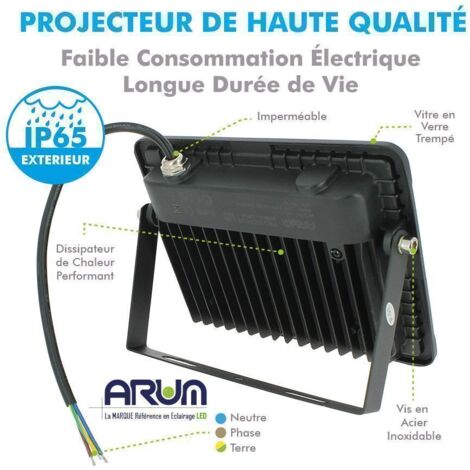 Lote de 10 reflectores LED 50W IP65 al aire libre  Temperatura de color: Blanco frio 6000K
