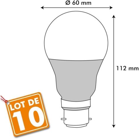 Set de 10 bombillas LED B22 11W Eq 75W  Temperatura de color: Blanco cálido 2700K