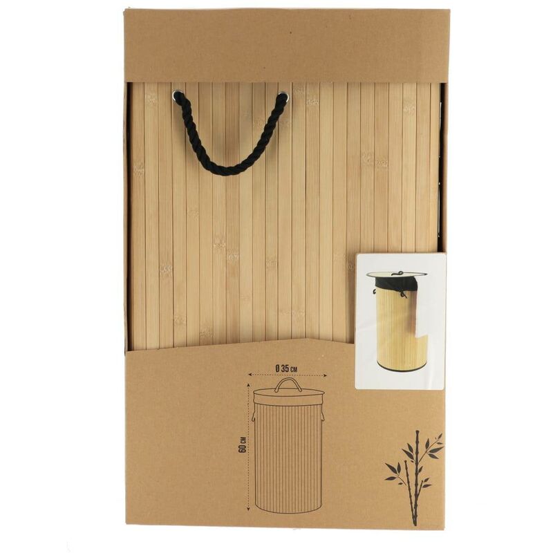 Cesto de ropa de bambú con 3 compartimentos - l60 x a61.5 cm