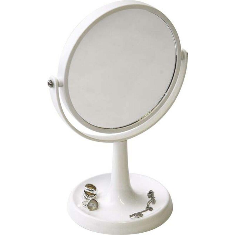 Espejo base vacío bolsillo abs 1 cara normal 1 cara aumento x3 - blanco -  Tendance