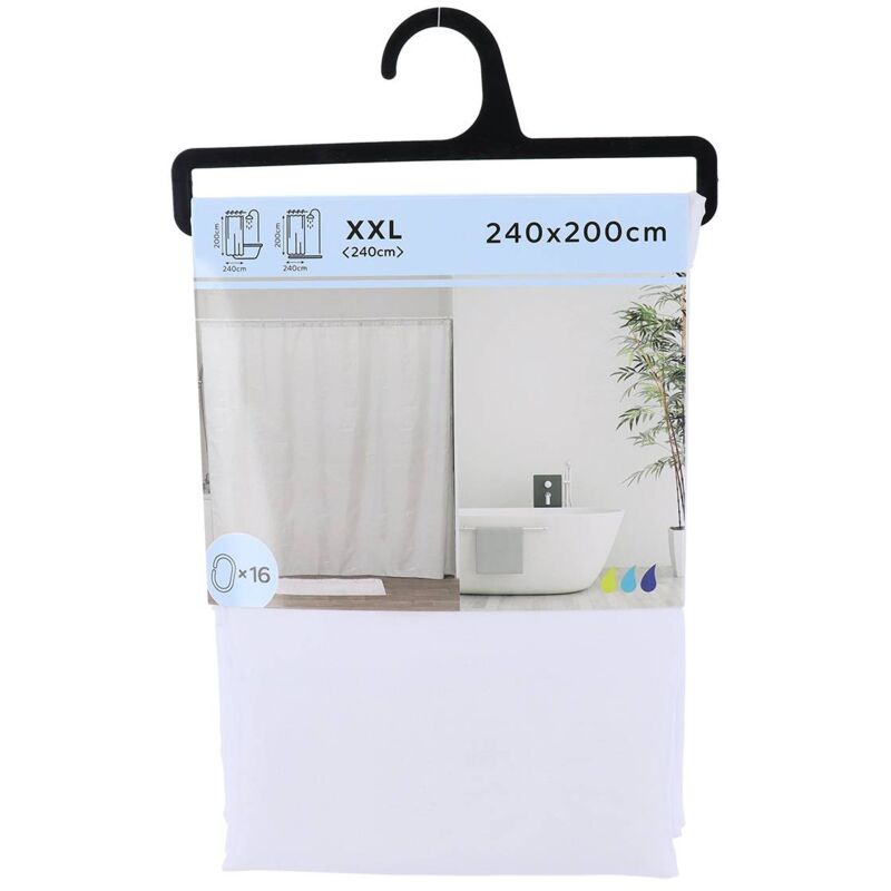 Cortina De Ducha De Poliester PORTO 180x200cm CALIDAD PREMIUM Azul Y Blanco Anillas Incluidas Msv 89187828